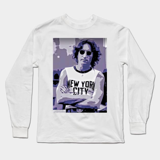 John Lennon New York City Long Sleeve T-Shirt by TRUMP STUFF